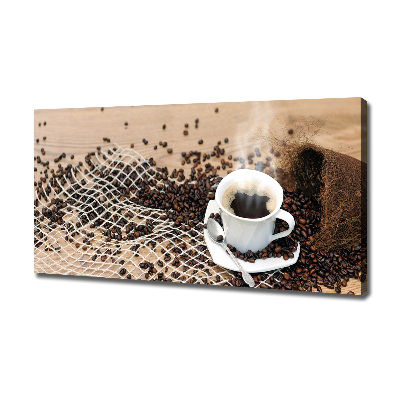 Canvas foto Koffie en koffiebonen