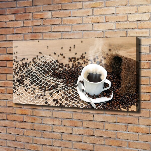 Canvas foto Koffie en koffiebonen