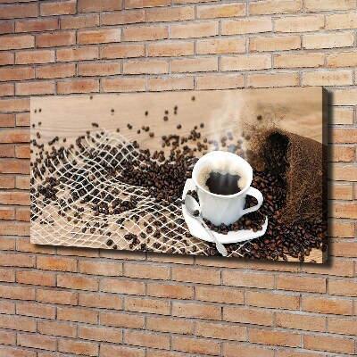 Canvas foto Koffie en koffiebonen