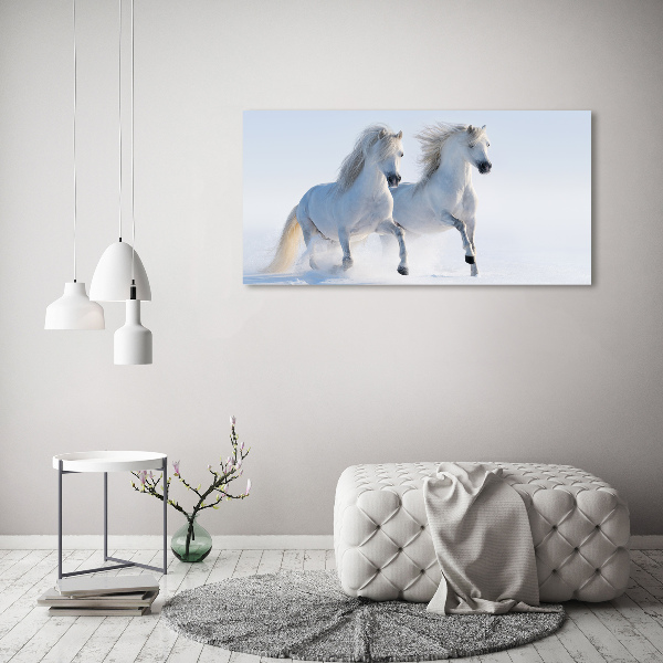 Schilderij op canvas Twee paarden in de sneeuw