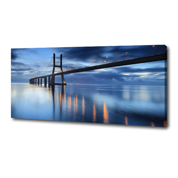 Canvas foto Verlichte brug