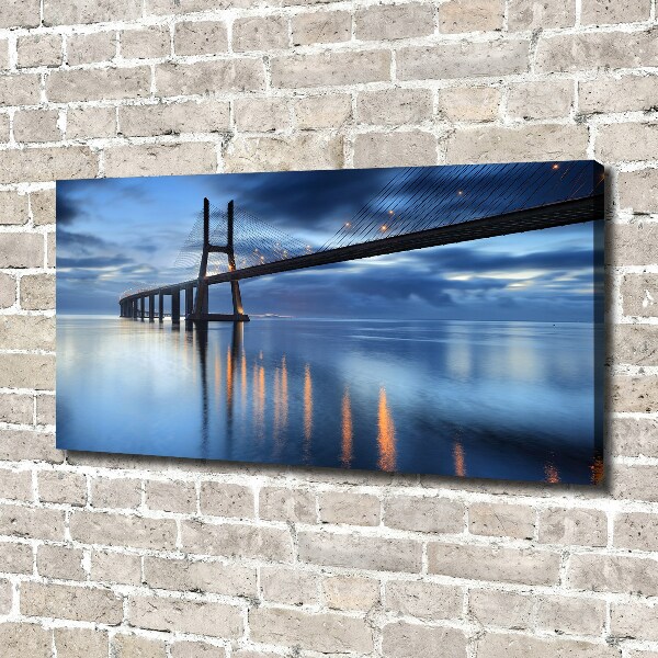 Canvas foto Verlichte brug