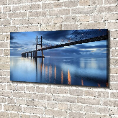 Canvas foto Verlichte brug