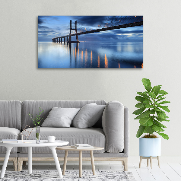 Canvas foto Verlichte brug