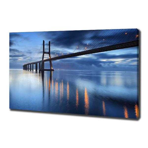 Canvas foto Verlichte brug