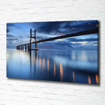 Canvas foto Verlichte brug