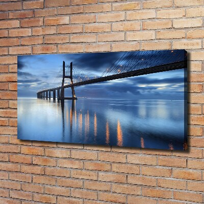 Canvas foto Verlichte brug