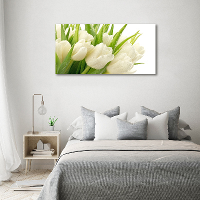 Foto canvas Witte tulpen
