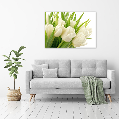 Foto canvas Witte tulpen
