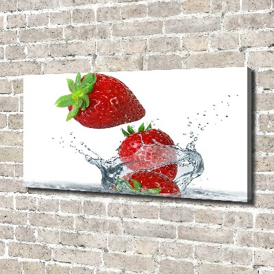 Foto canvas Aardbeien en water