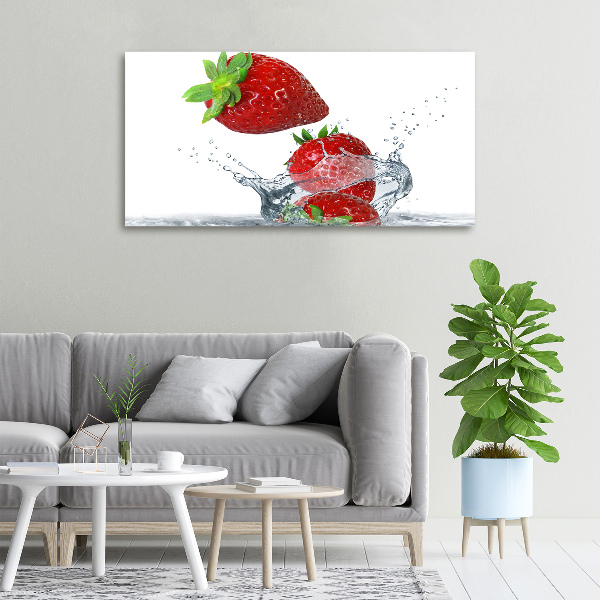 Foto canvas Aardbeien en water