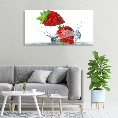 Foto canvas Aardbeien en water