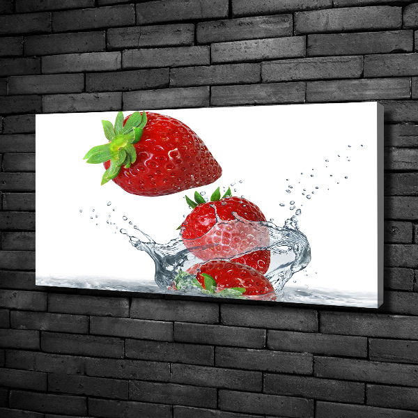 Foto canvas Aardbeien en water