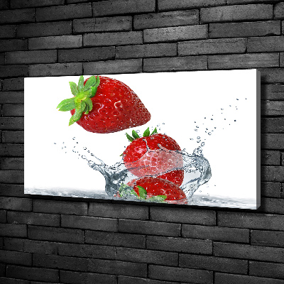 Foto canvas Aardbeien en water