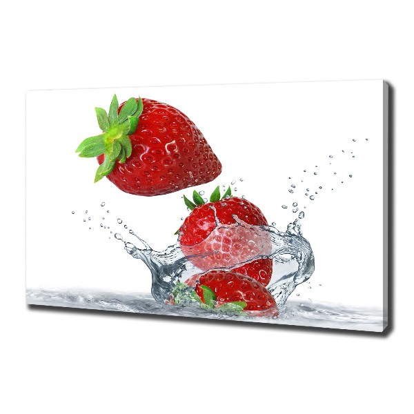 Foto canvas Aardbeien en water