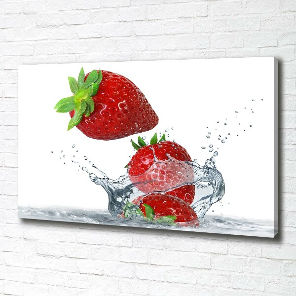 Foto canvas Aardbeien en water