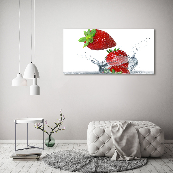 Foto canvas Aardbeien en water