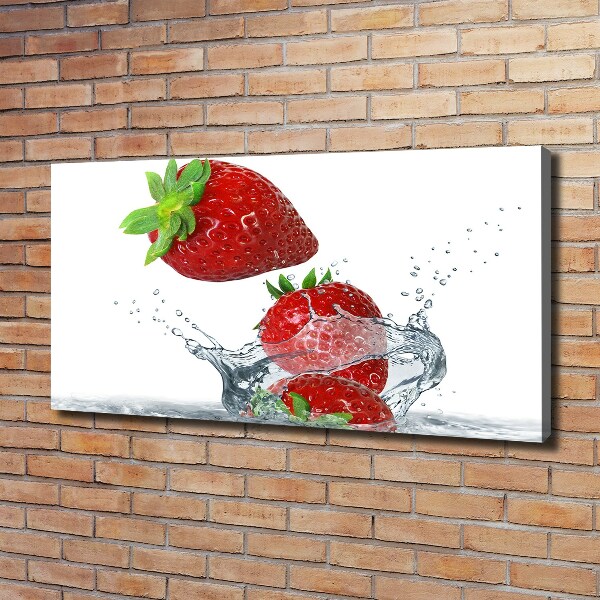 Foto canvas Aardbeien en water
