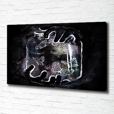 Foto canvas Vlinders in een pot