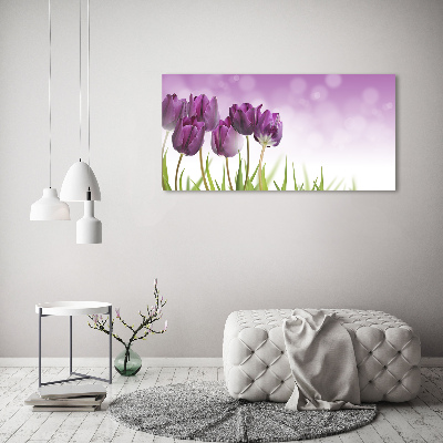 Schilderij op canvas Paarse tulpen