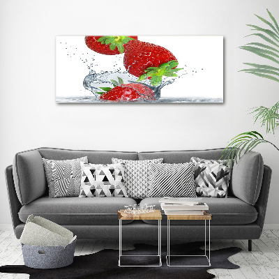 Foto canvas Aardbeien en water