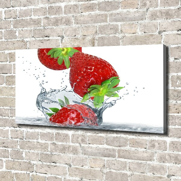 Foto canvas Aardbeien en water
