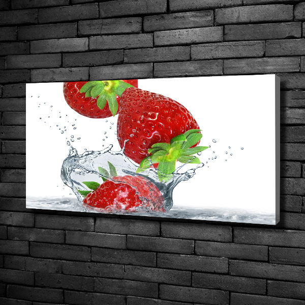 Foto canvas Aardbeien en water