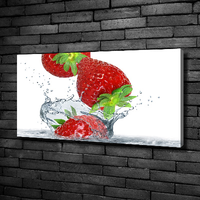 Foto canvas Aardbeien en water