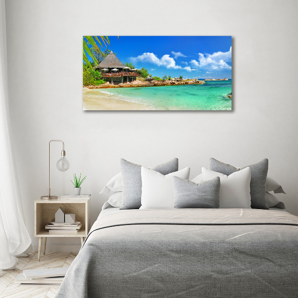 Canvas schilderij strand op de Seychellen