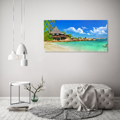 Canvas schilderij strand op de Seychellen