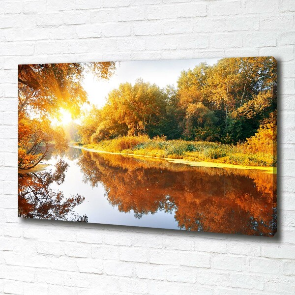 Schilderij op canvas Rivier in de herfst