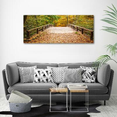 Foto canvas Brug in het herfstbos