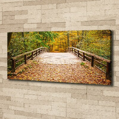 Foto canvas Brug in het herfstbos
