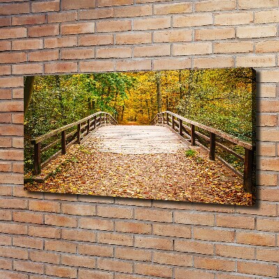 Foto canvas Brug in het herfstbos