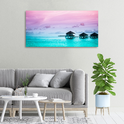 Foto op canvas Bungalows boven het water