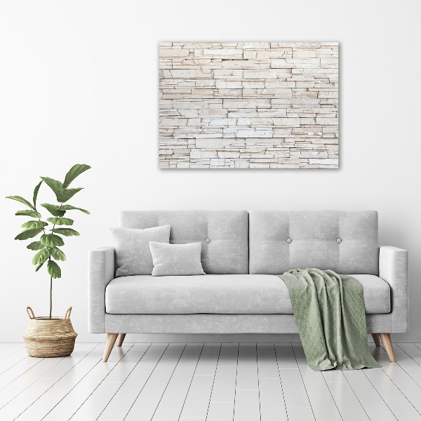 Foto canvas Witte stenen muur