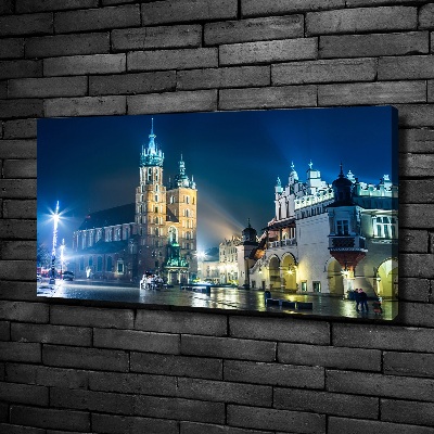 Canvas schilderij Krakau bij nacht