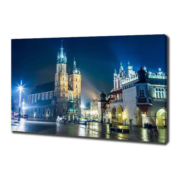 Canvas schilderij Krakau bij nacht