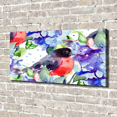 Canvas foto Vogel en bloemen