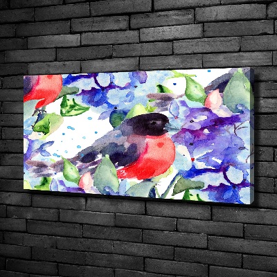 Canvas foto Vogel en bloemen