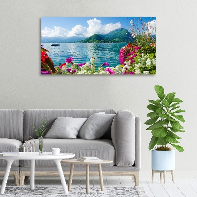 Foto op canvas Bloemen bij het meer