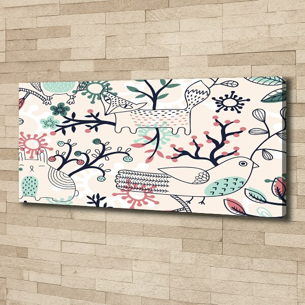 Schilderij op canvas Dieren en bloemen