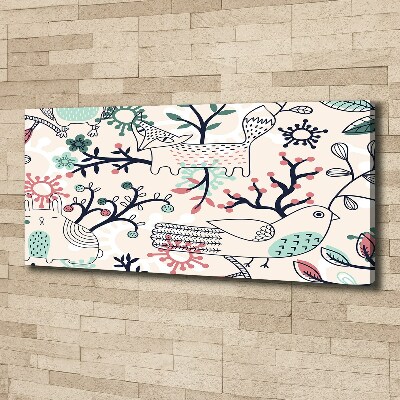 Schilderij op canvas Dieren en bloemen