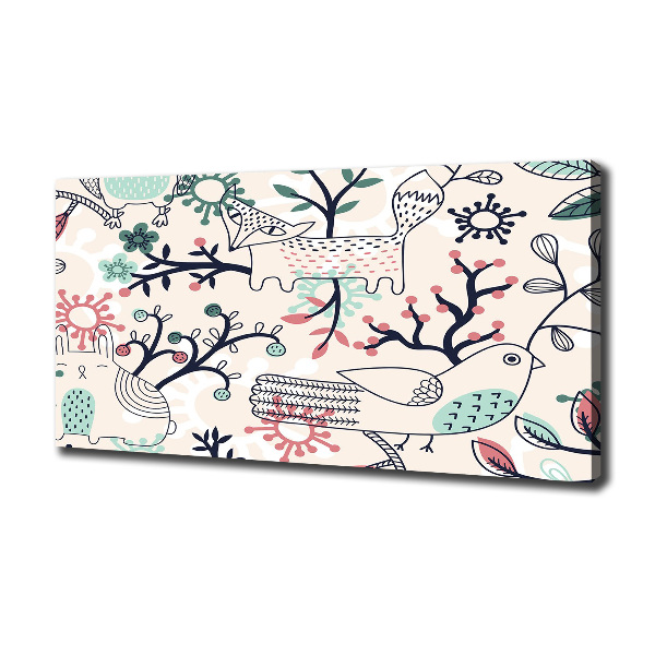 Schilderij op canvas Dieren en bloemen