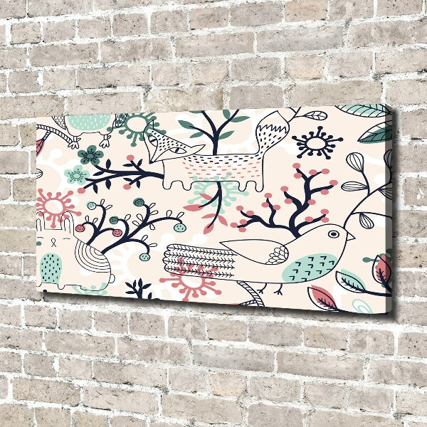 Schilderij op canvas Dieren en bloemen