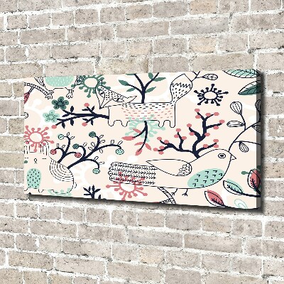 Schilderij op canvas Dieren en bloemen