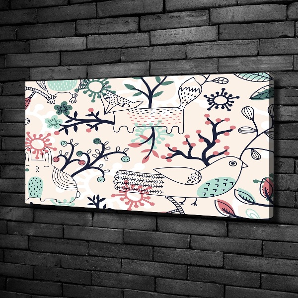 Schilderij op canvas Dieren en bloemen