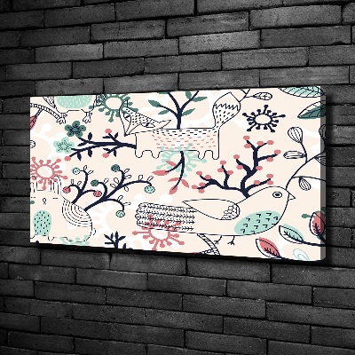 Schilderij op canvas Dieren en bloemen