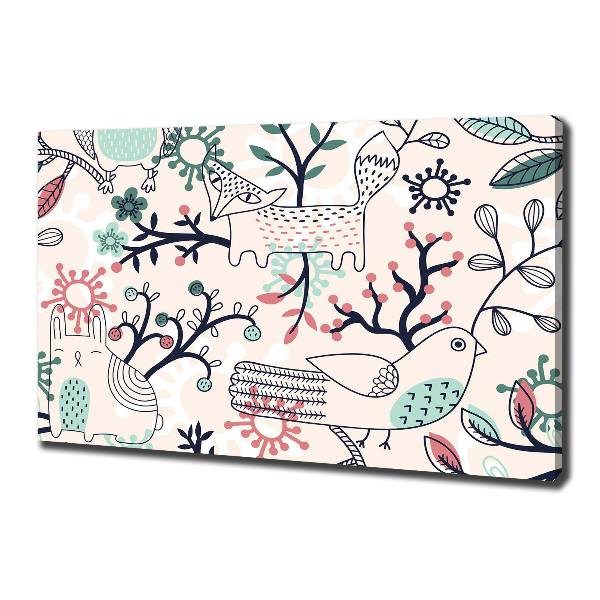 Schilderij op canvas Dieren en bloemen