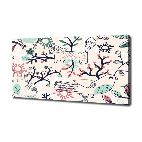 Schilderij op canvas Dieren en bloemen